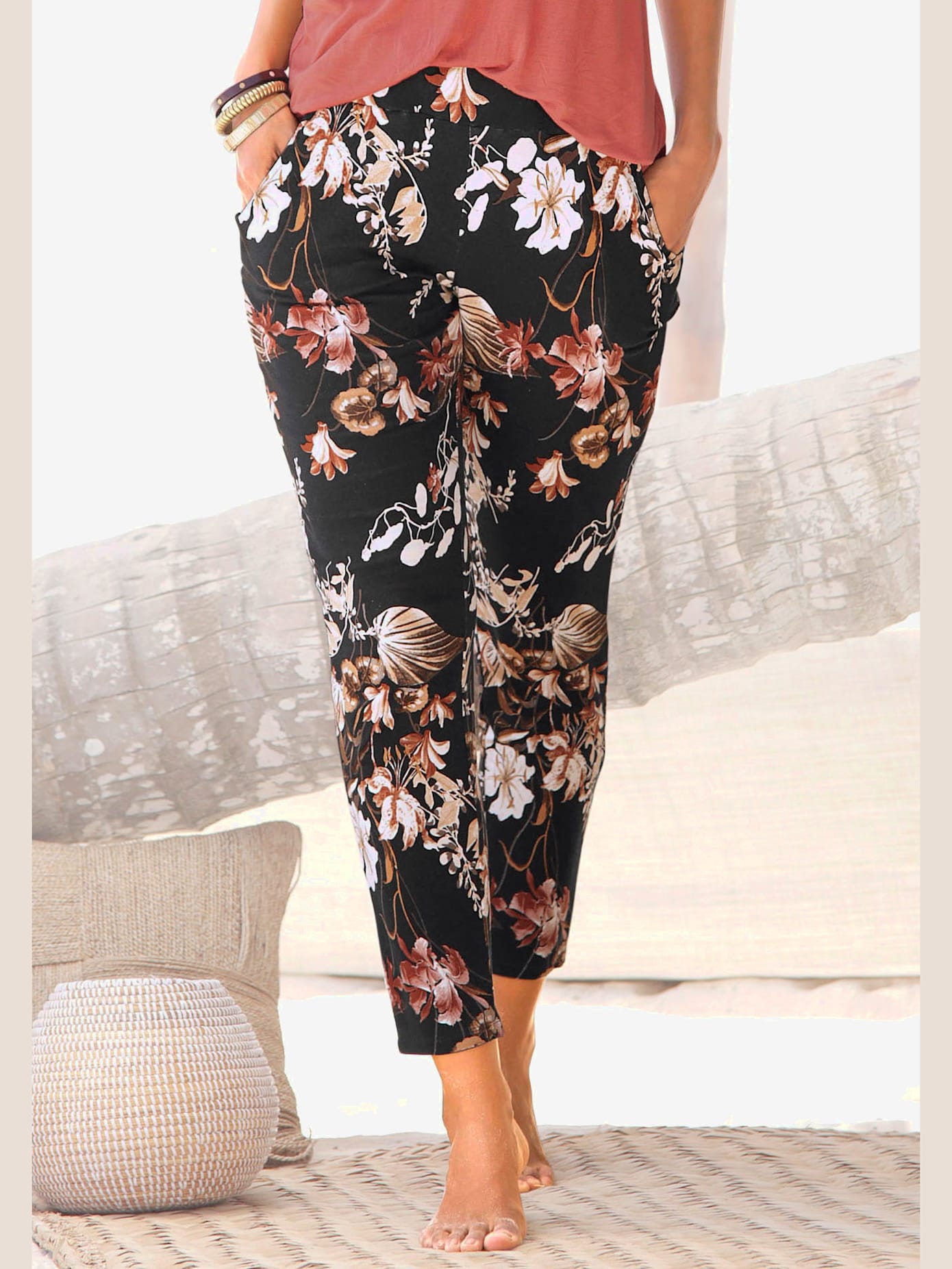 Pantalon en jersey pantalon en tissu avec élégant imprimé floral