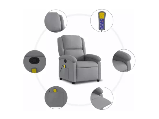 Fauteuil de massage inclinable Gris clair Tissu