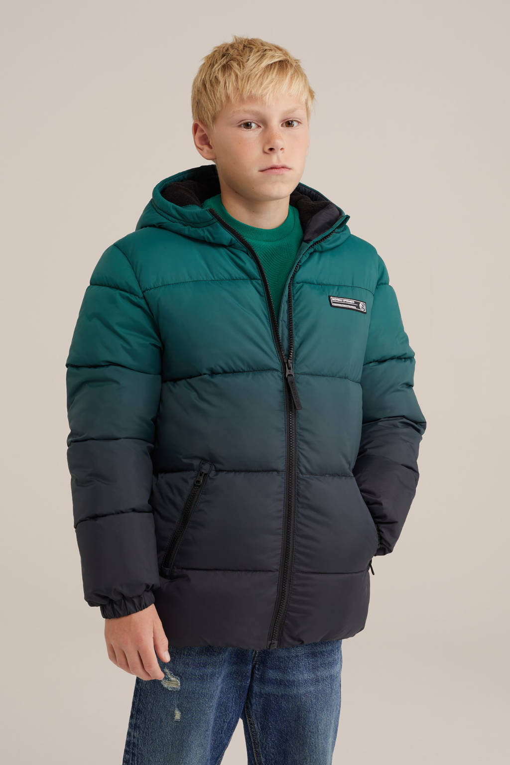 WE Fashion dip-dye gewatteerde winterjas sea storm