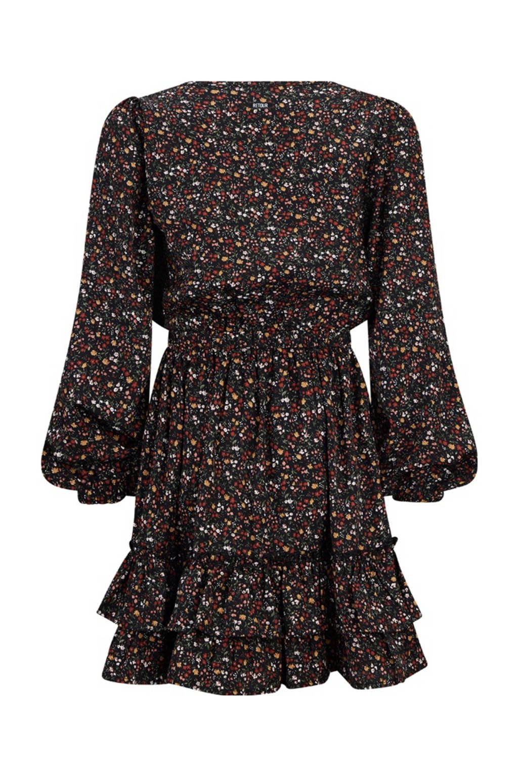 Retour Jeans gebloemde jurk Kayra zwart/groen/multicolor