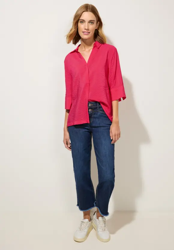 Hemdkragenbluse mit Struktur - coral blossom
