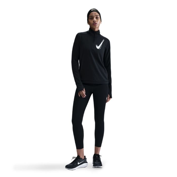 Nike Dame Mellemlag Swoosh Half Zip Long Sleeve Midlayer Sort