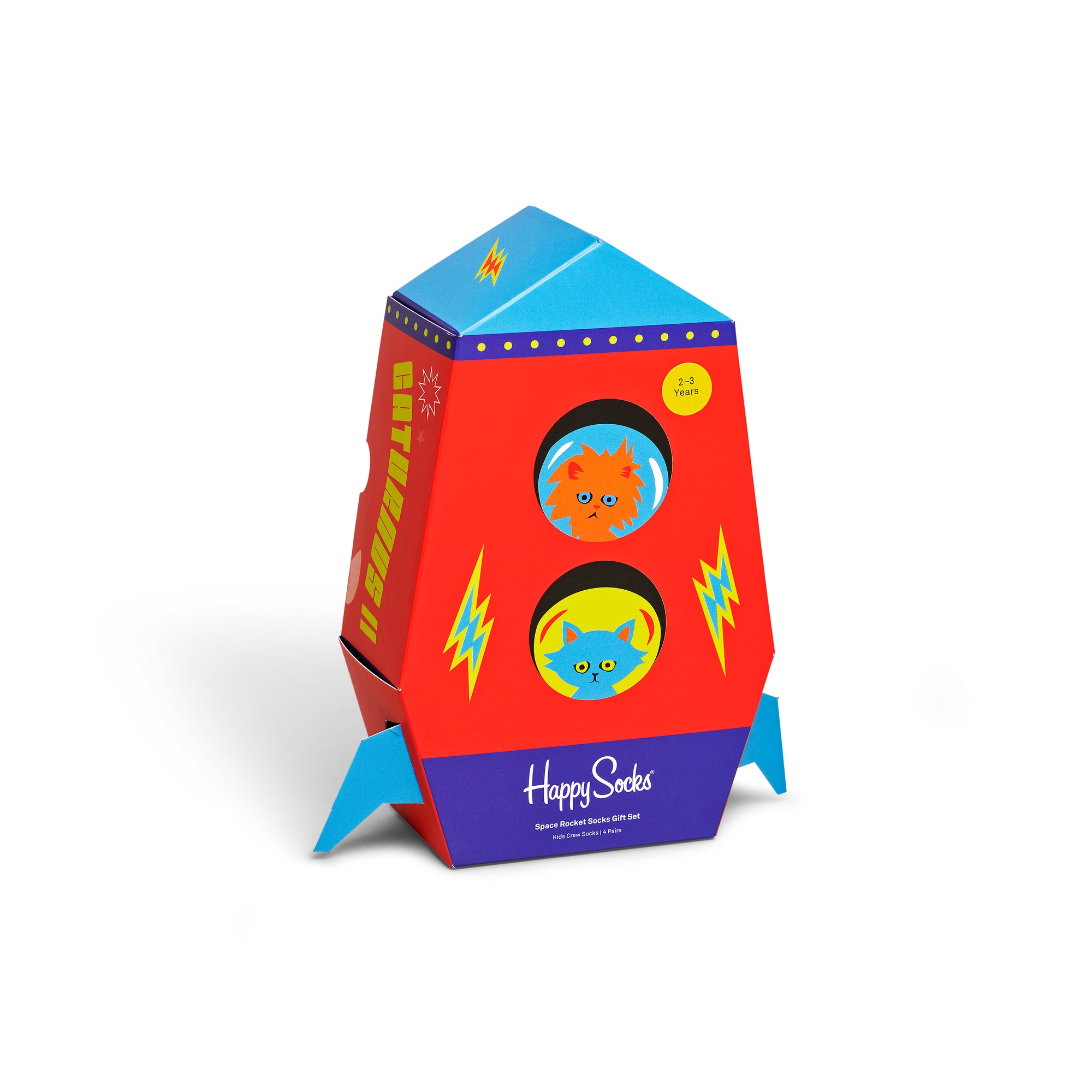 Conjunto de presente infantil com 4 pares de meias espaciais.