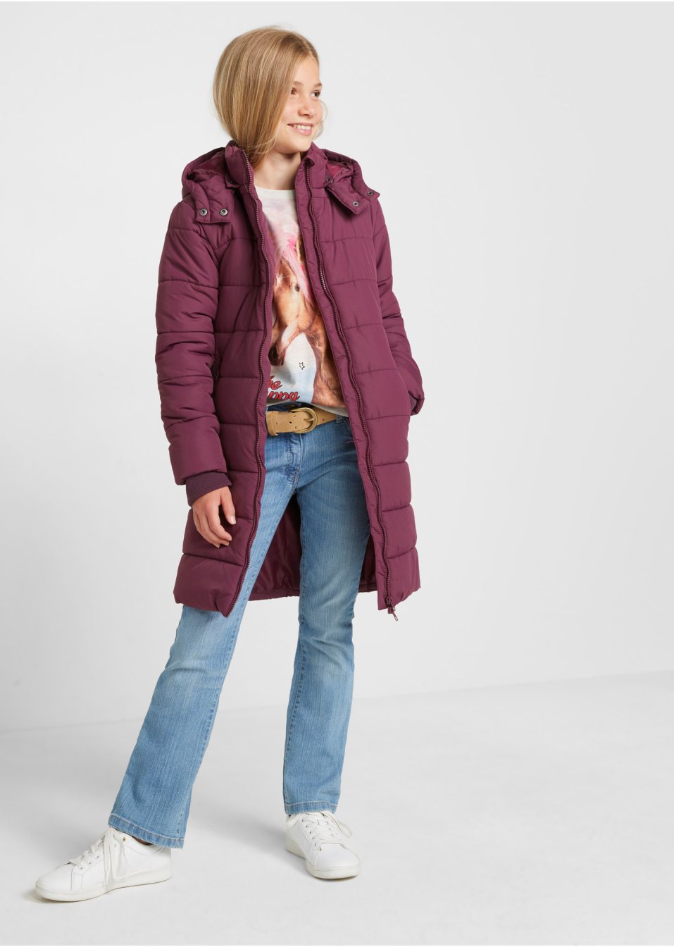 Veste matelassée fille avec capuche amovible