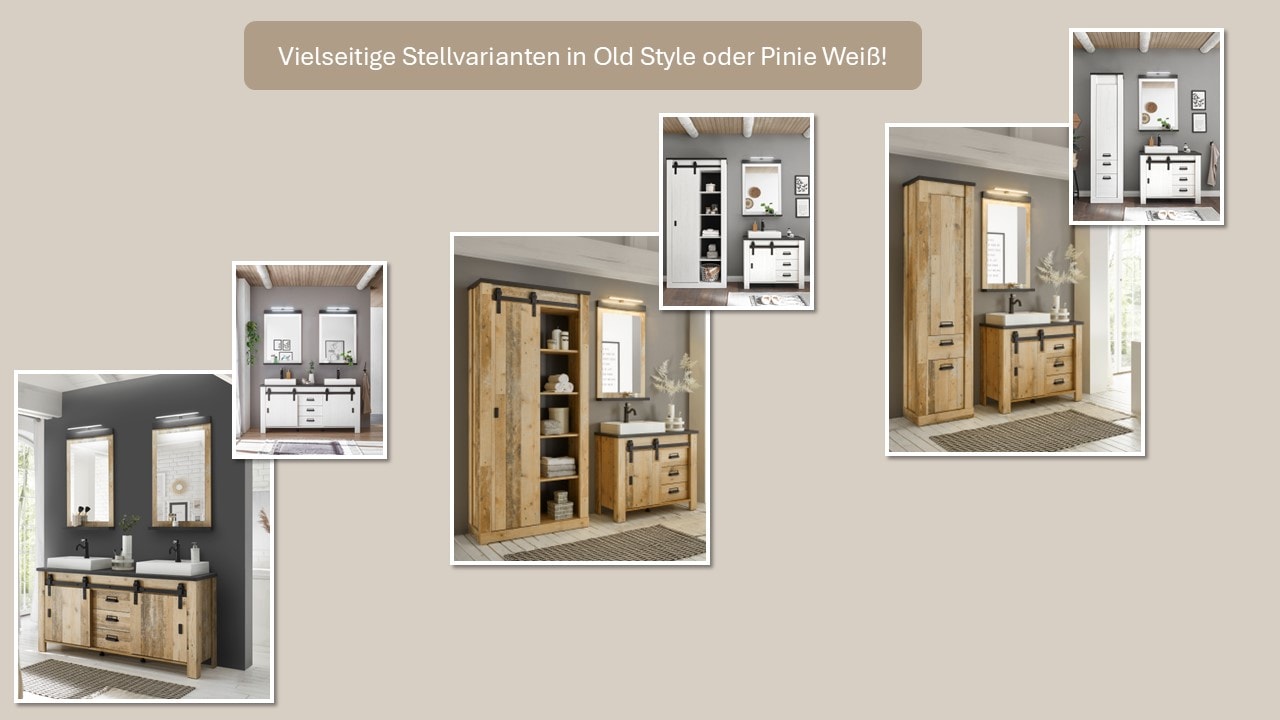 Home affaire Badspiegel »SHERWOOD, Spiegel im modernen Design« in 2 Farben verfügbar, mit Ablageboden