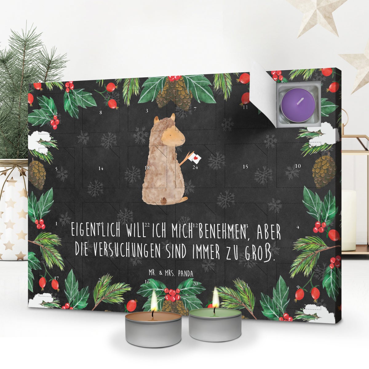 Mr. & Mrs. Panda Geurkaars Adventskalender Alpaca Vlag - Zwart