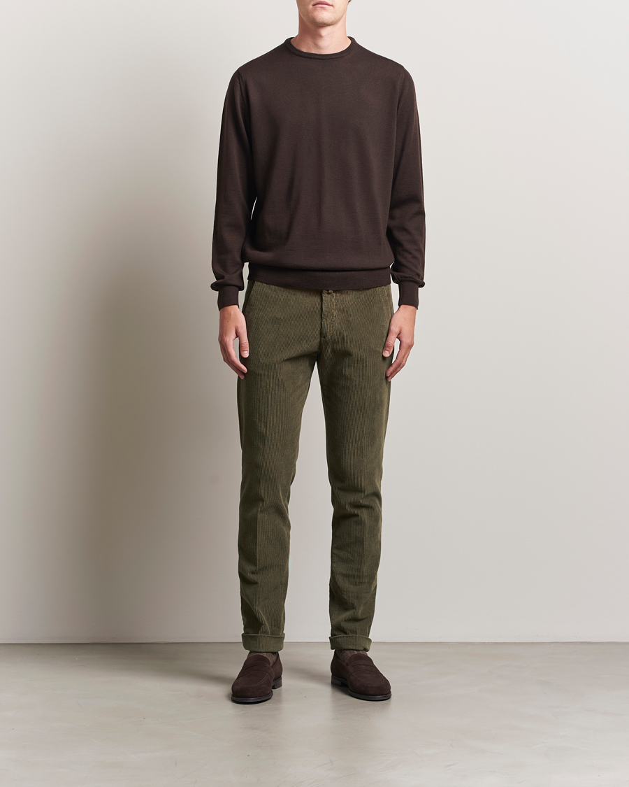 Morgano Extra Fine Merino Wool Crewneck Dark Brown