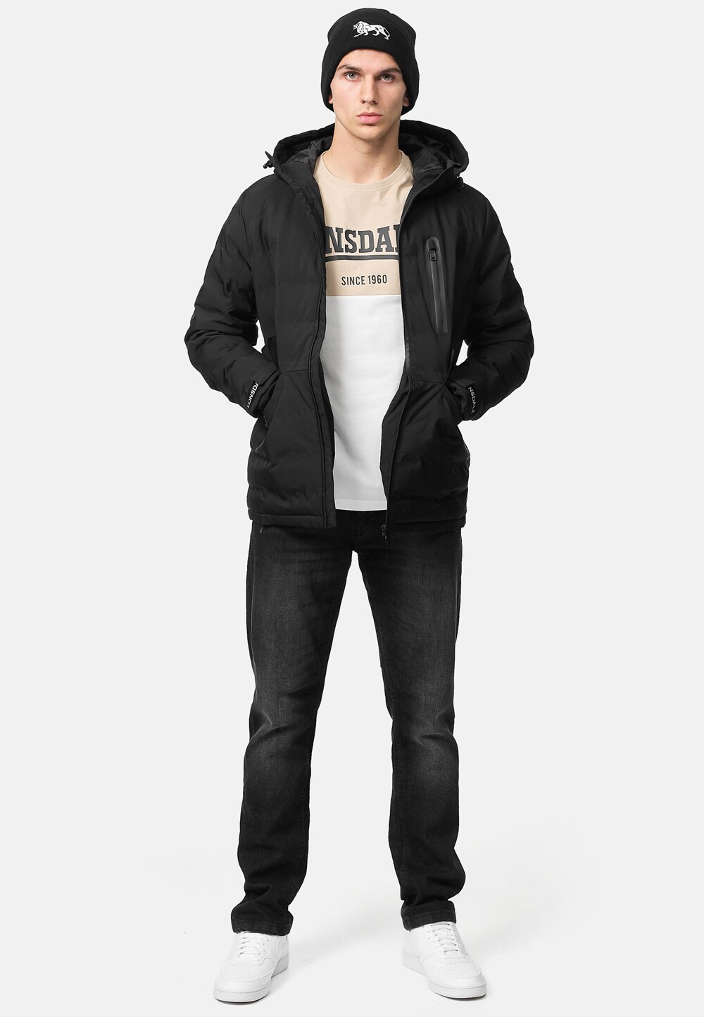 Lonsdale Herren Winterjacke mit Kapuze normale Passform BALLYWILDRICK