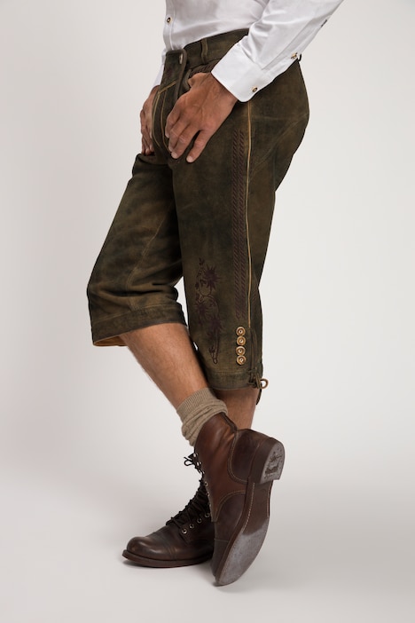 3/4-Trachtenhose, Tracht, Ziegen-Veloursleder, traditionelle Stickereien