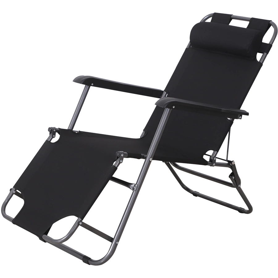 Outsunny Gartenliege mit faltbarem Design schwarz