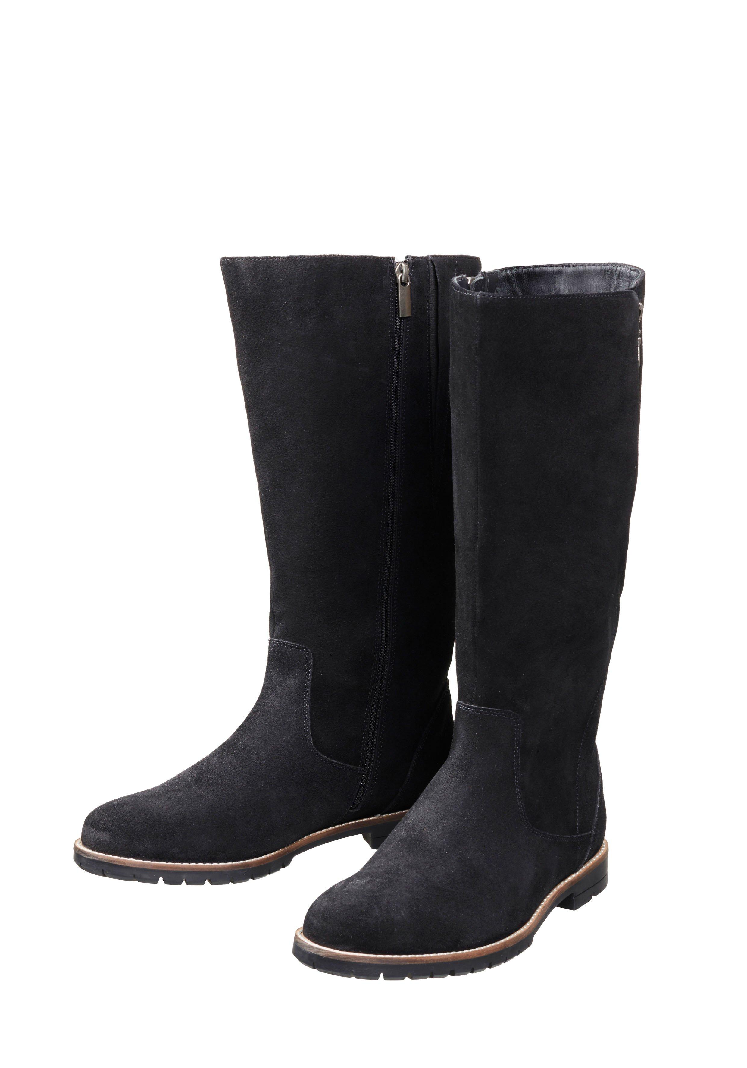 Weitschaftstiefel aus Leder, mit Zierreißverschluss