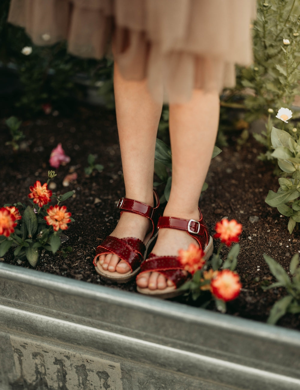 Crossover Scallop Flower - Cherry Patent