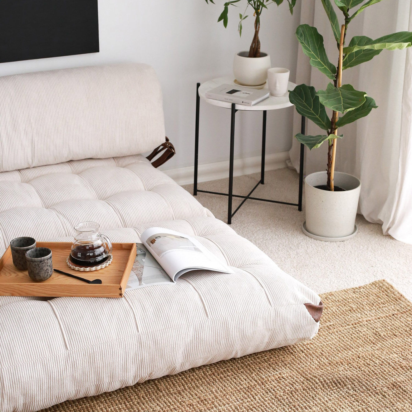 Atelier del Sofa Canapé convertible 2 places Fold blanc - 120x24x75 cm