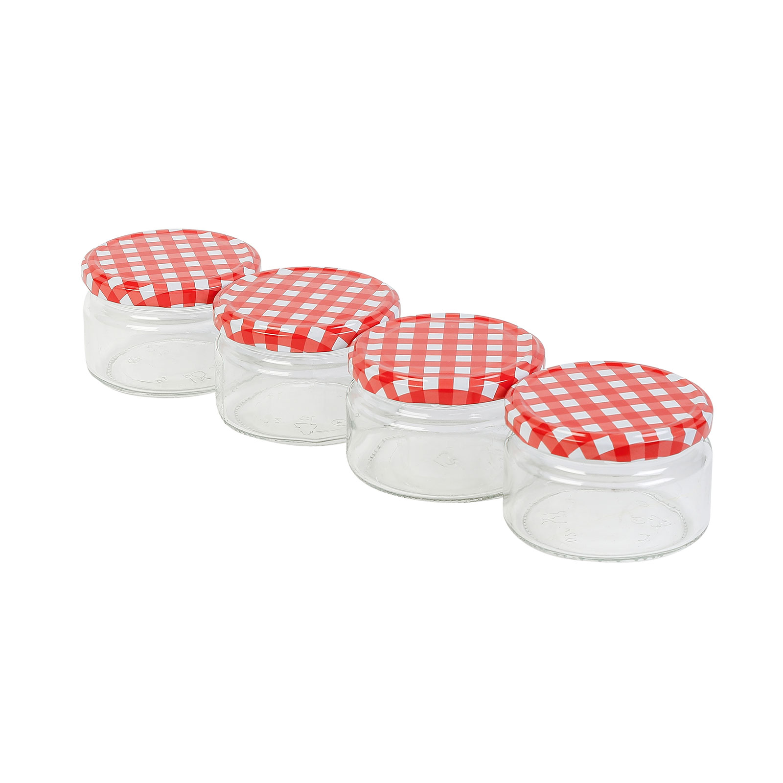 8-teiliges Einmachglas-Set - rot-weiß - Karo - 250 ml