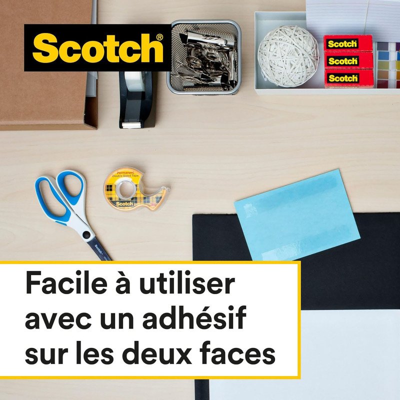 Ruban adhésif Scotch double face 12 mm transparent - Largeur 12 mm x longueur 32,9 m