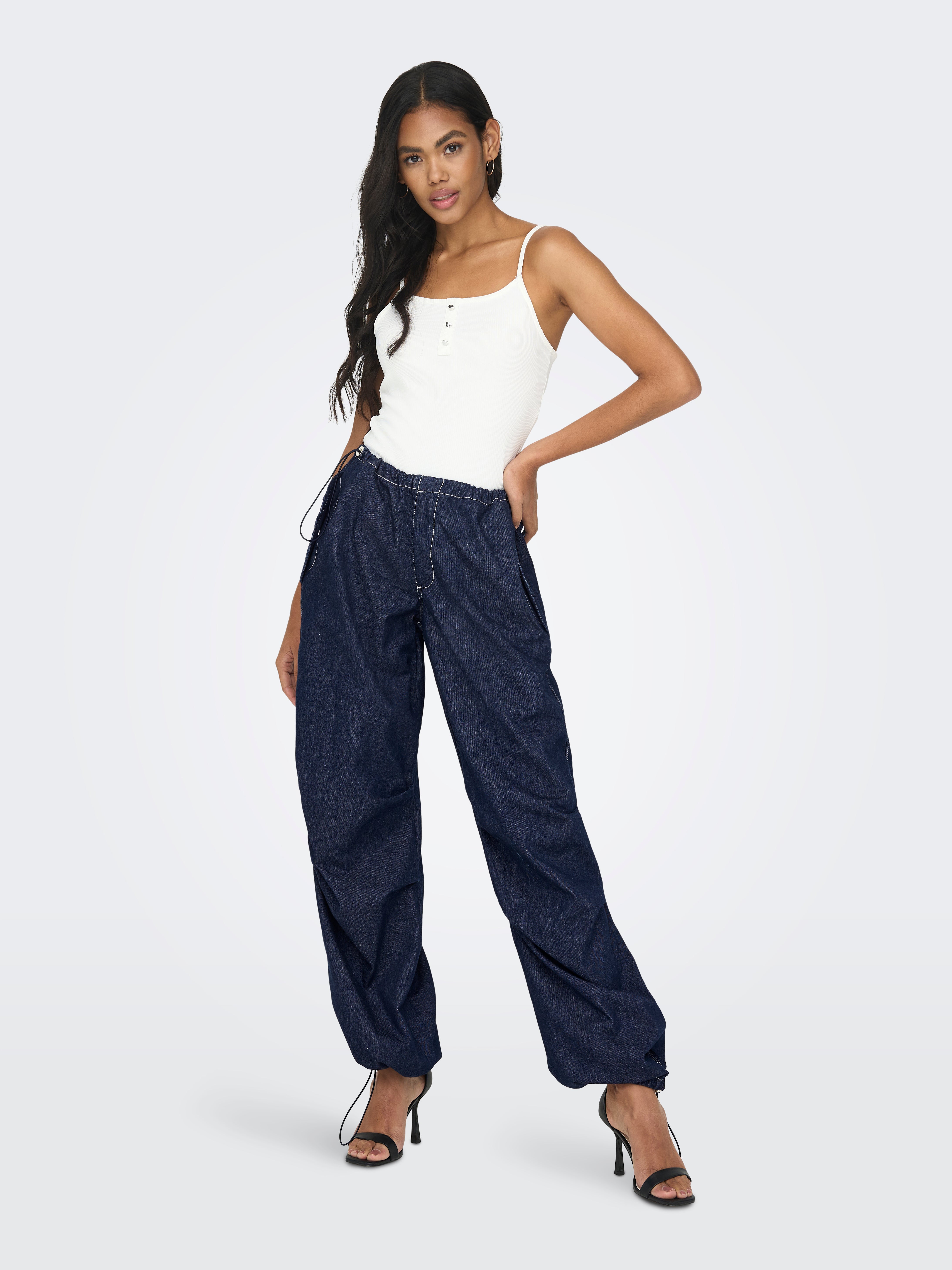 ONLKYLIE Mittlere Taille Locker geschnitten Jeans Dark Blue Denim