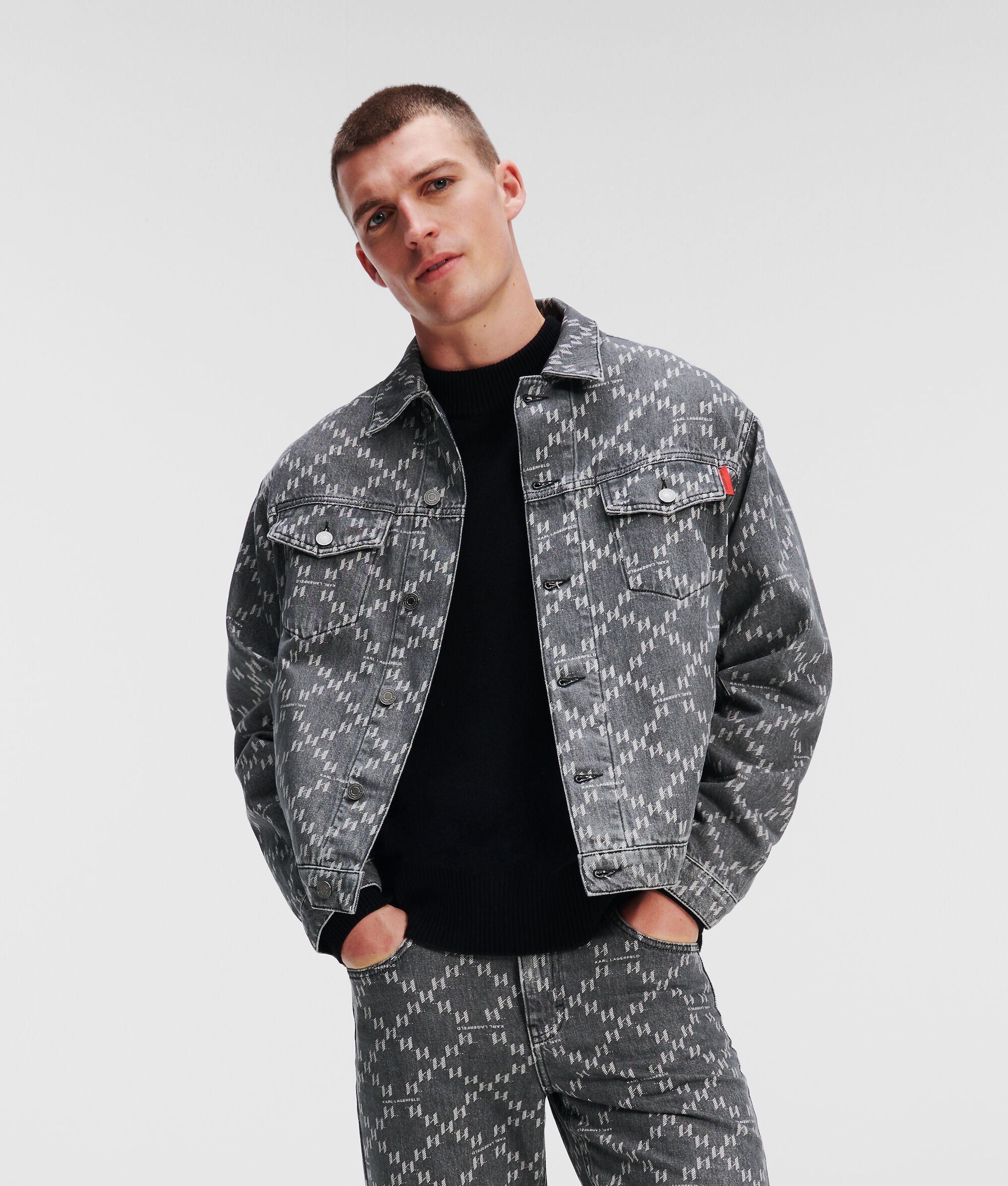 VESTE EN DENIM À MOTIF DIAMANT KL MONOGRAM