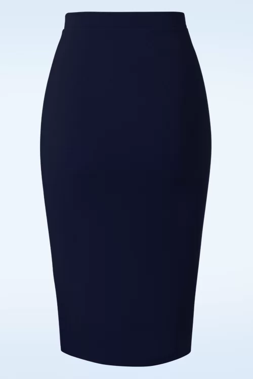 Vintage Chic for Topvintage Bella midi-rok in marineblauw