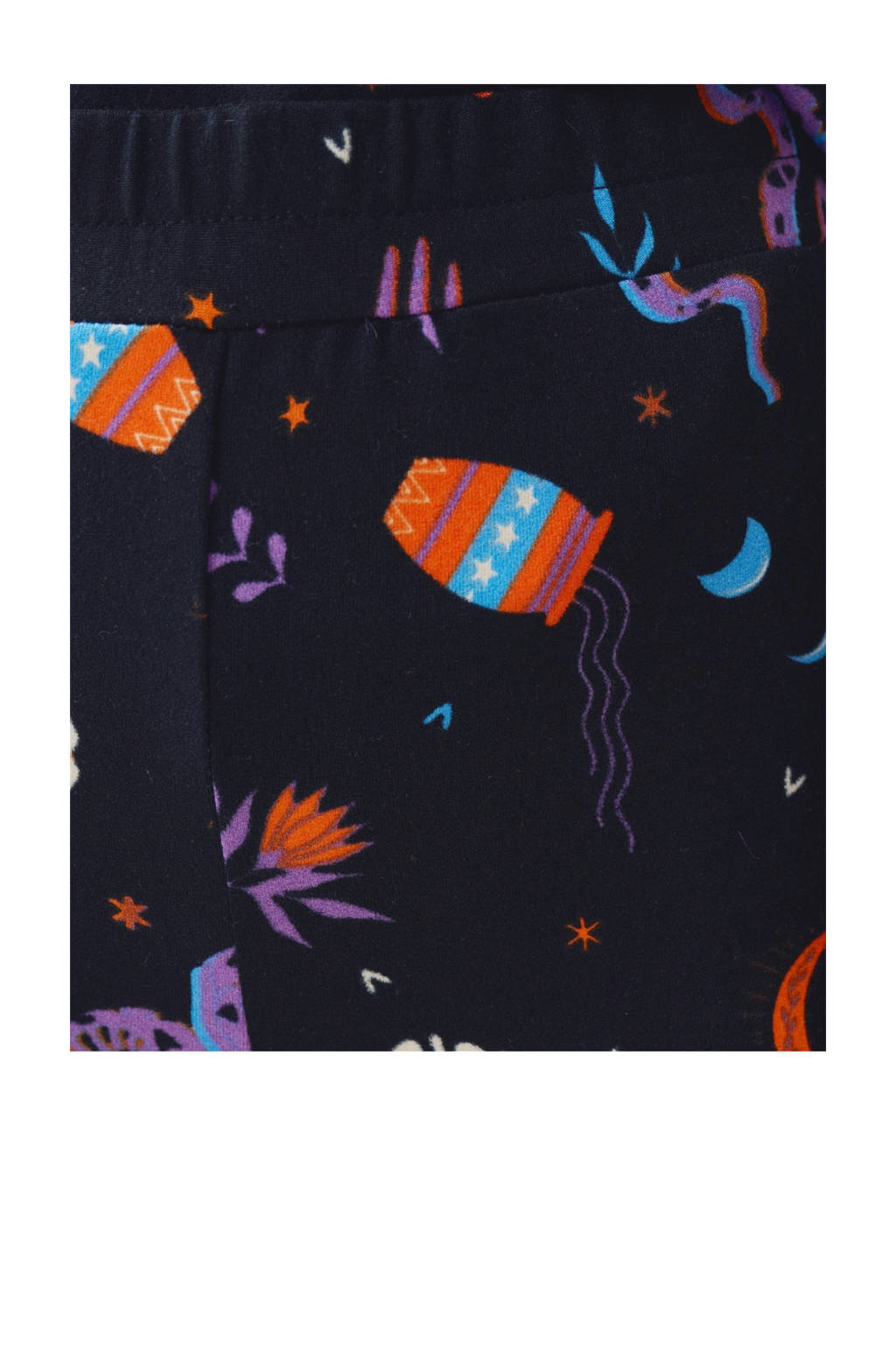 Shoeby high waist flared broek met all over print zwart/oranje/paars