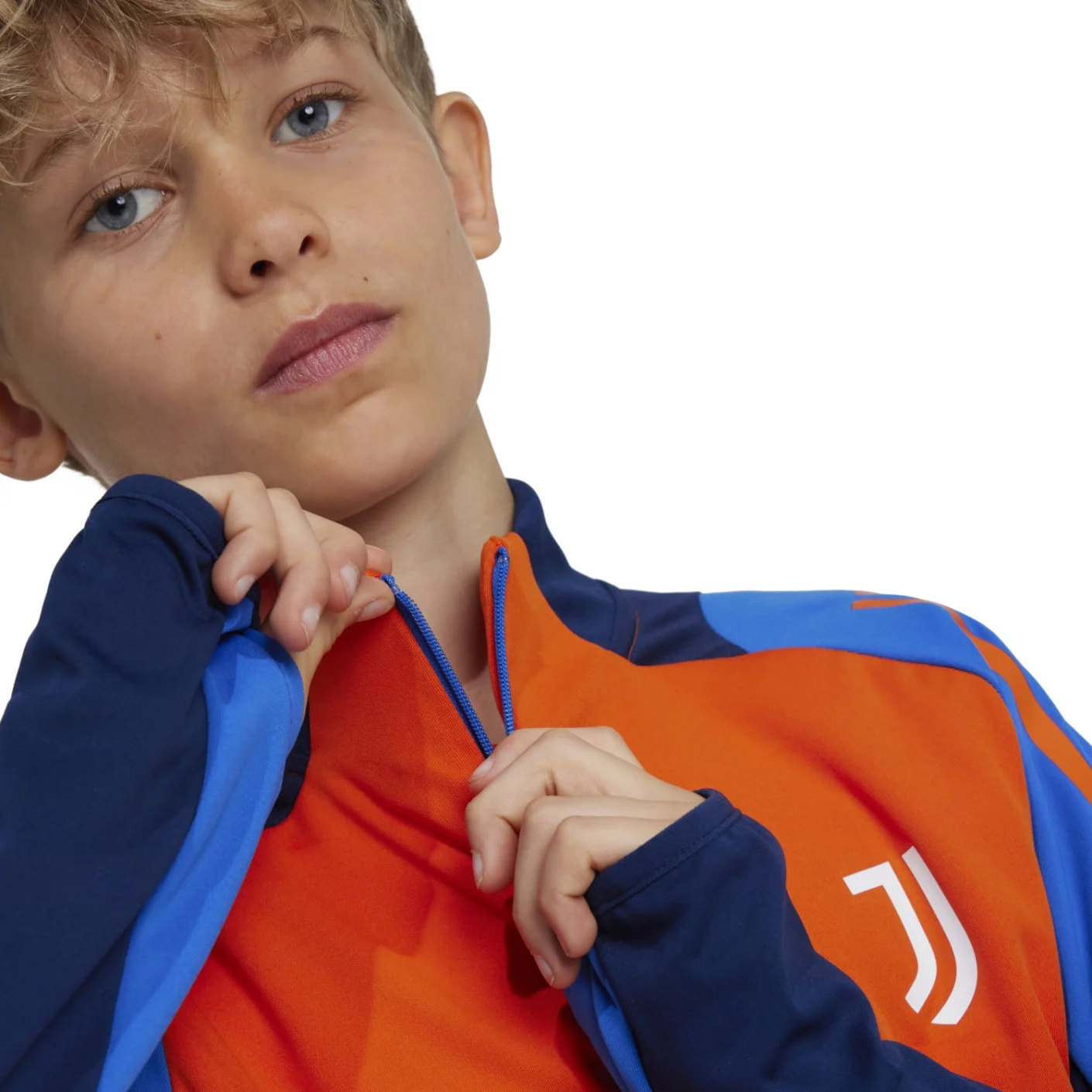 adidas Juventus Trainingspak 1/4-Zip 2024-2025 Kids Oranje Blauw Wit