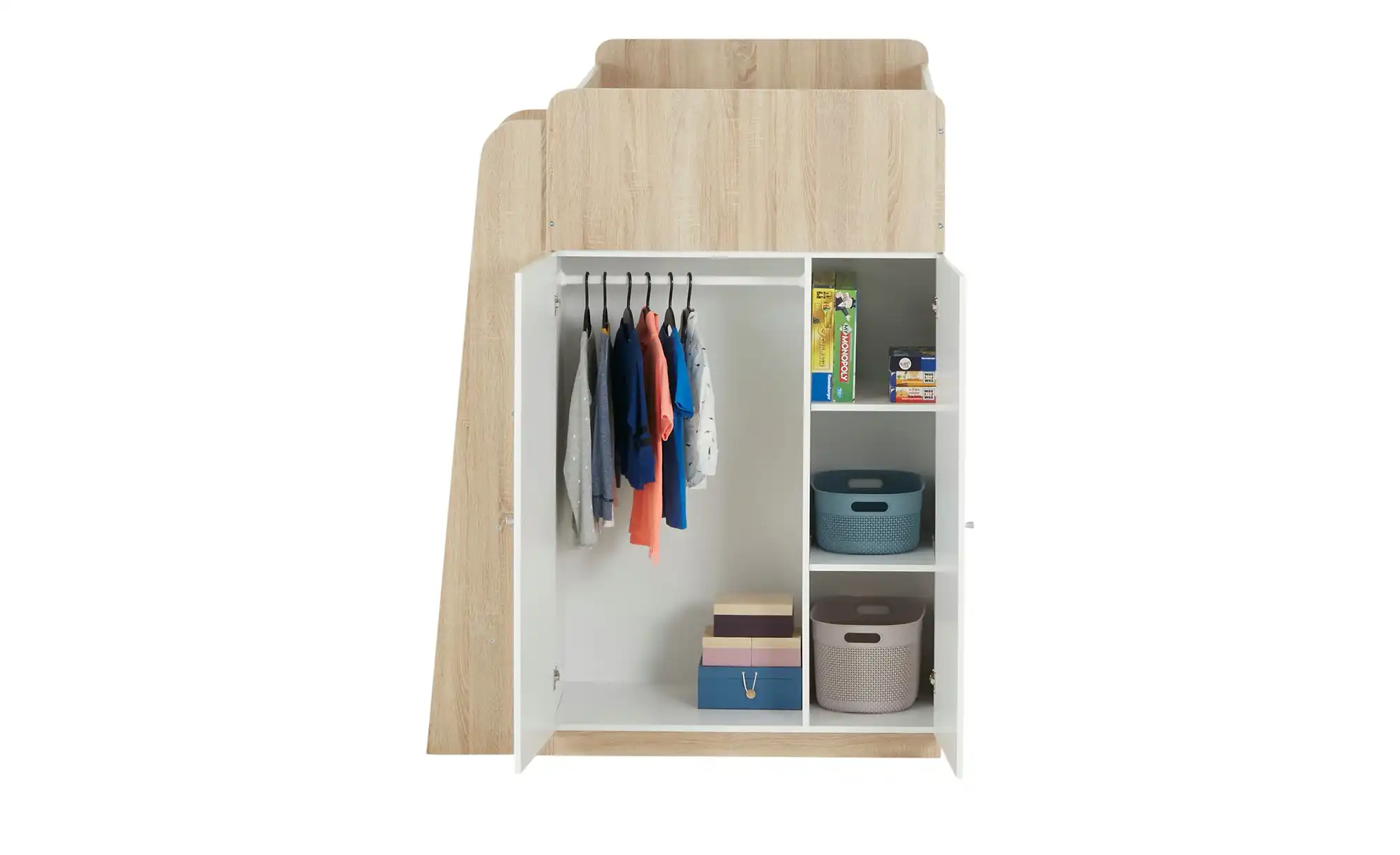 Hochbett mit Kleiderschrank und Schreibtisch Unit