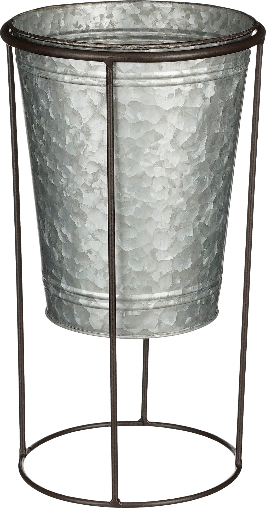 Mica Decorations bloempot Clara zilver / zwart D 22 H 36 cm