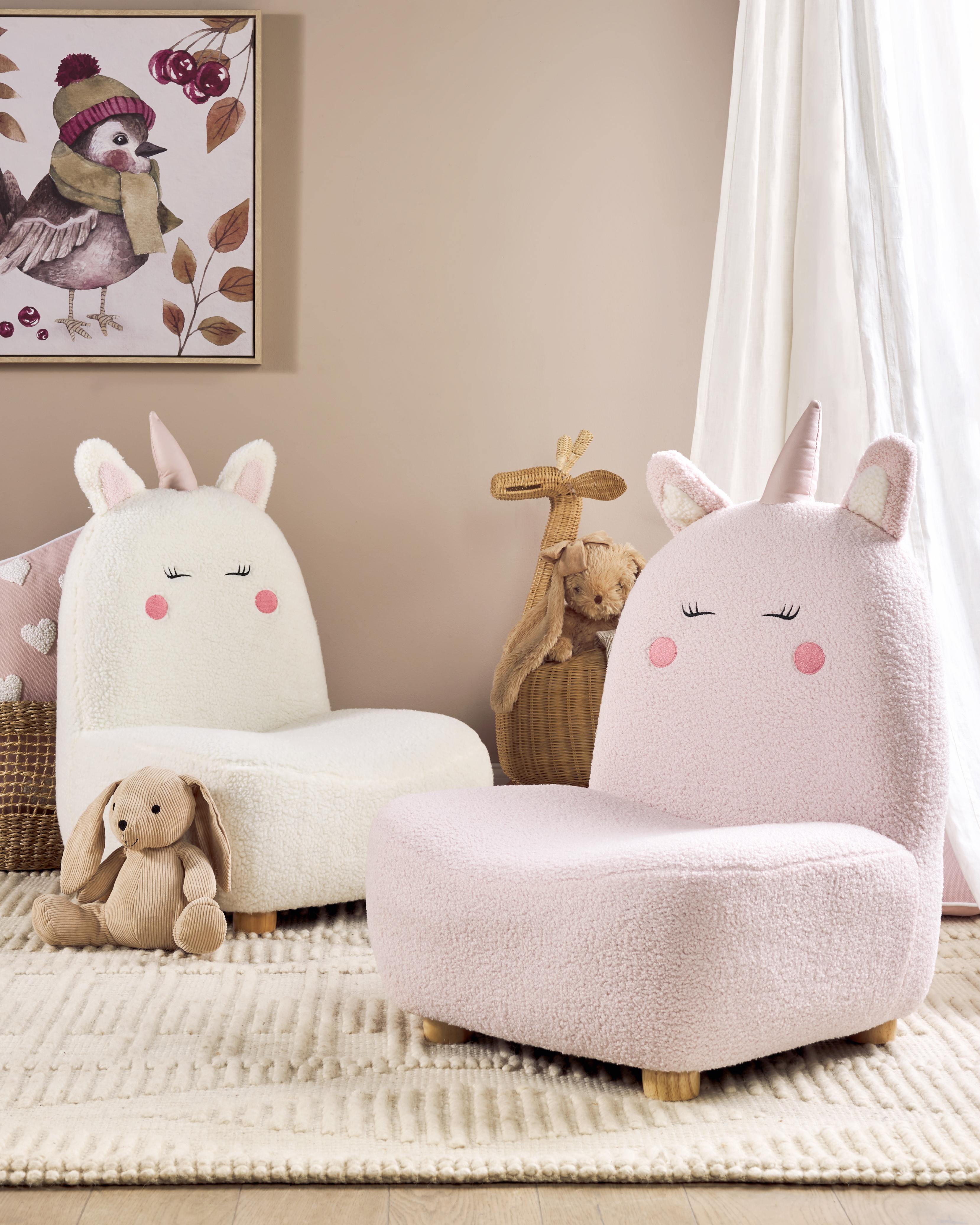 Kinderfauteuil Eenhoorn LULEA Bouclé Pastelroze