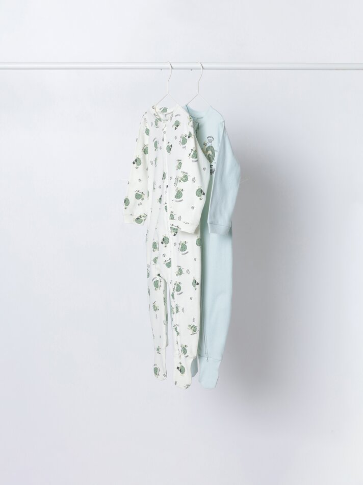 Conjunto de 2 pijamas com zíper - Verde Pastel