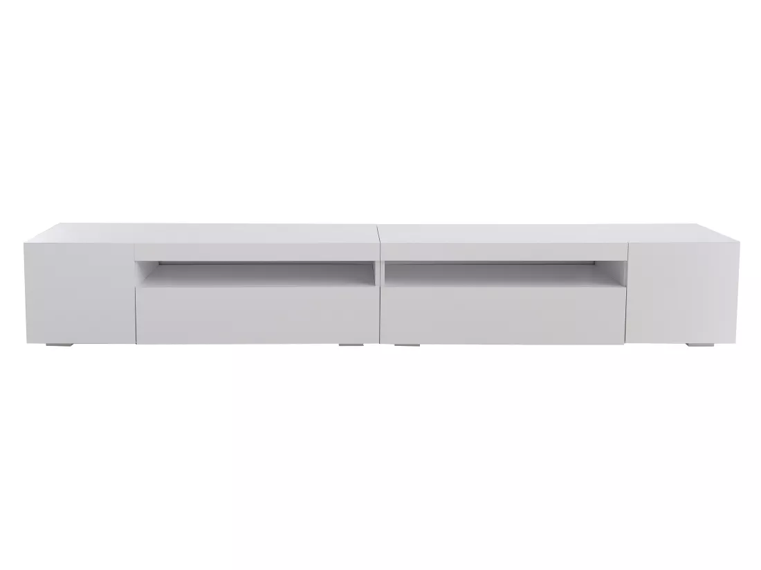 Meuble TV 240cm avec LED variable - style contemporain - Blanc