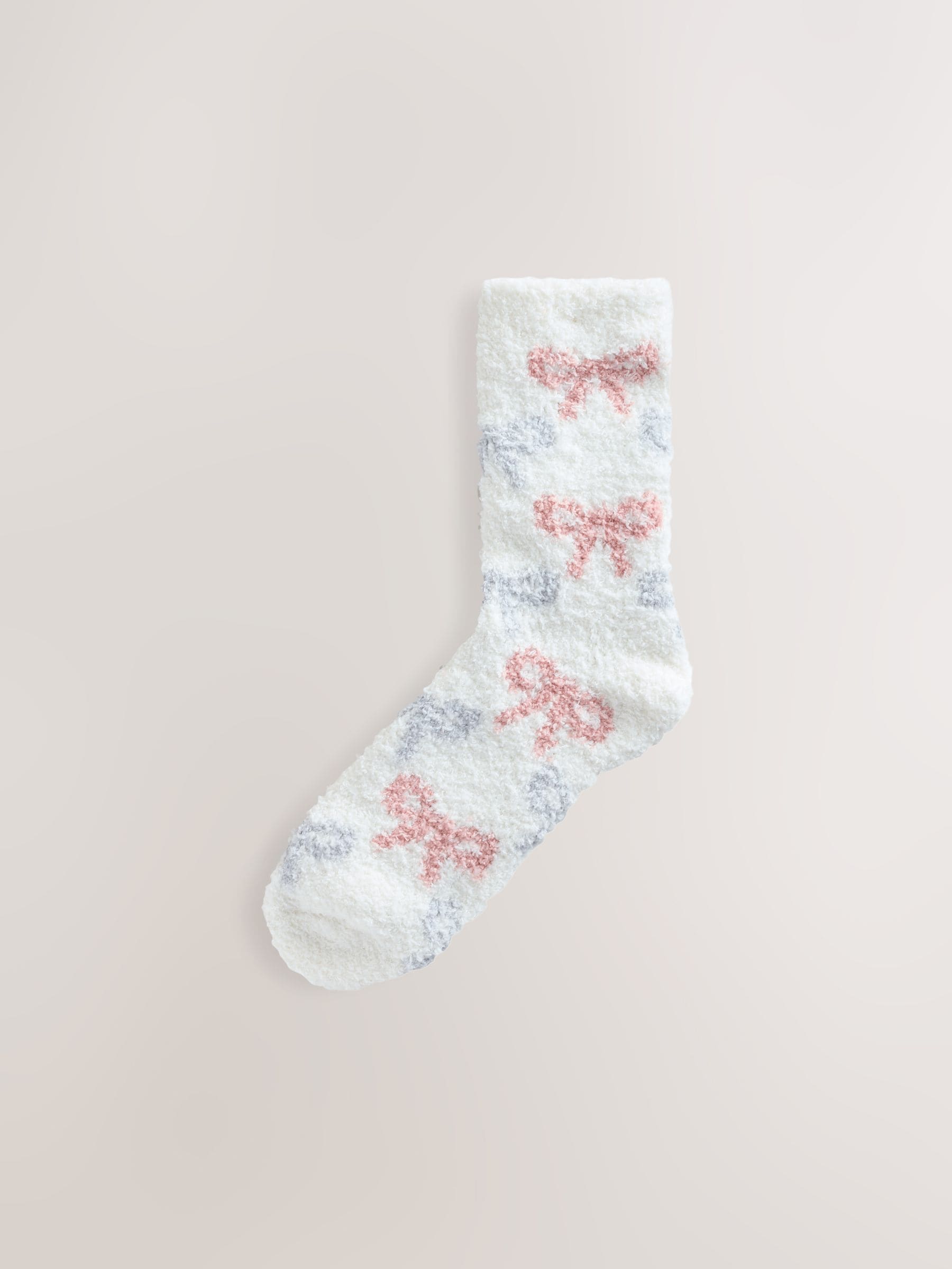 Pink/Grey Bows - Set van 2 paar behaaglijke enkelsokken