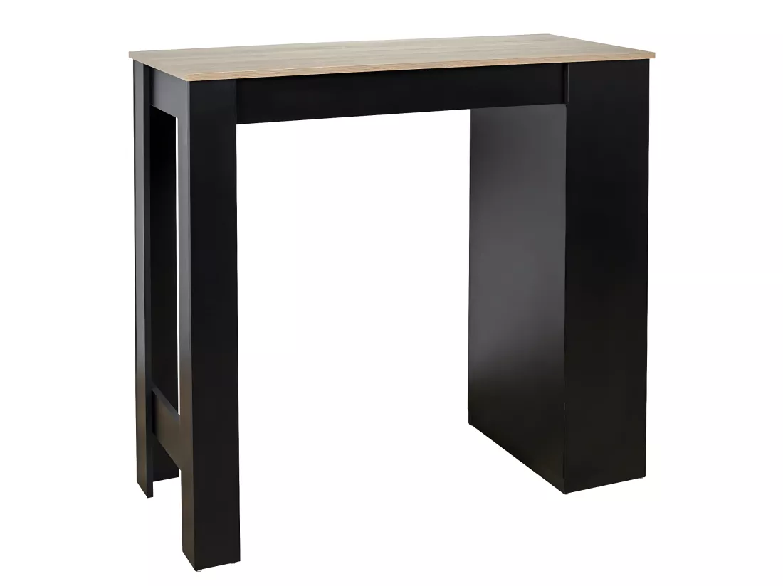 KANPE - Table de Bar Mange-Debout avec Etagères Noir