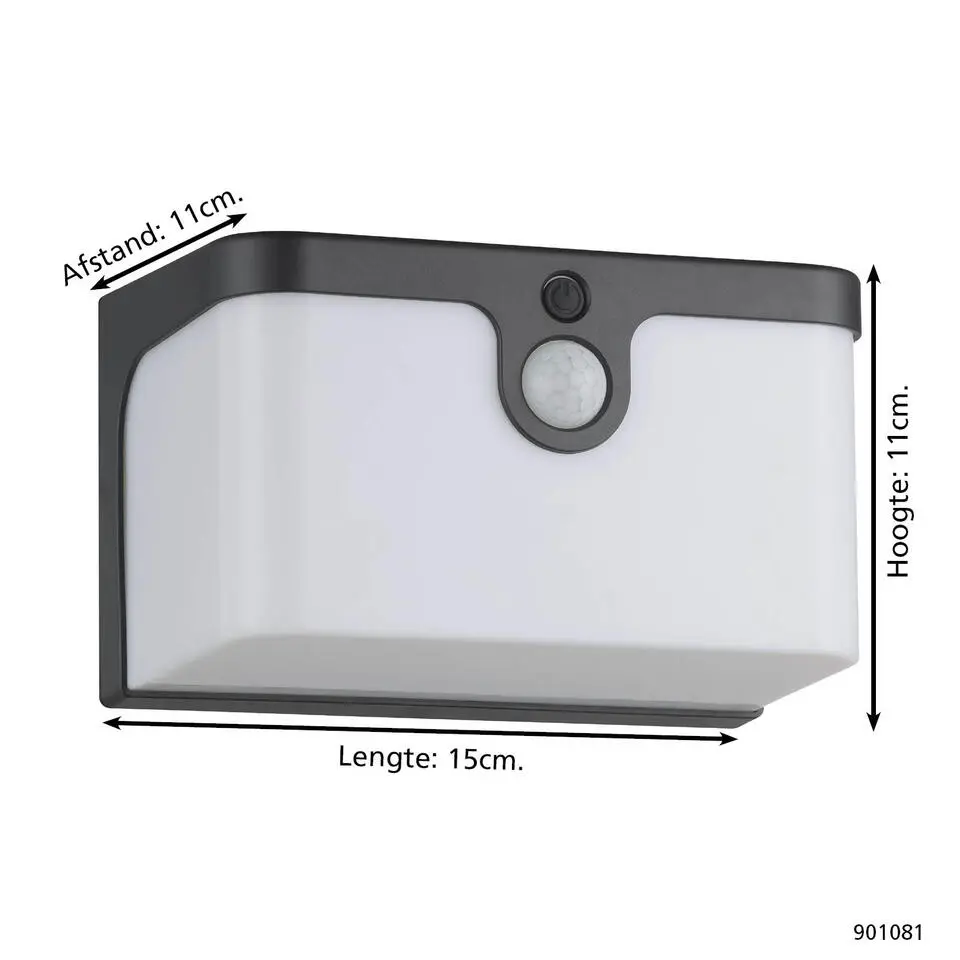 EGLO Croara Solar Wandlamp - LED - 15 cm - Antraciet/Wit