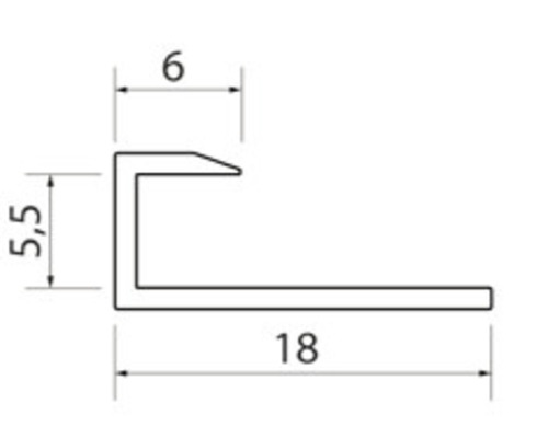 Aluminium U-profiel zilver mat 6x5,5x18x2600 mm