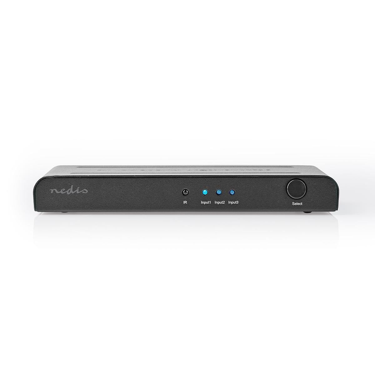Nedis HDMI ™ Switch | 3-Port port(s) | 3x HDMI™ Inngang | 1x HDMI ™ -utgang | 4K@60Hz | 18 Gbps | Fjernstyrtkontrolert | Metall | Antrasitt