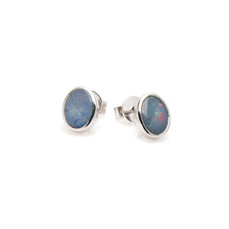 Boucle d'oreille argent 925 Opale d'Australie