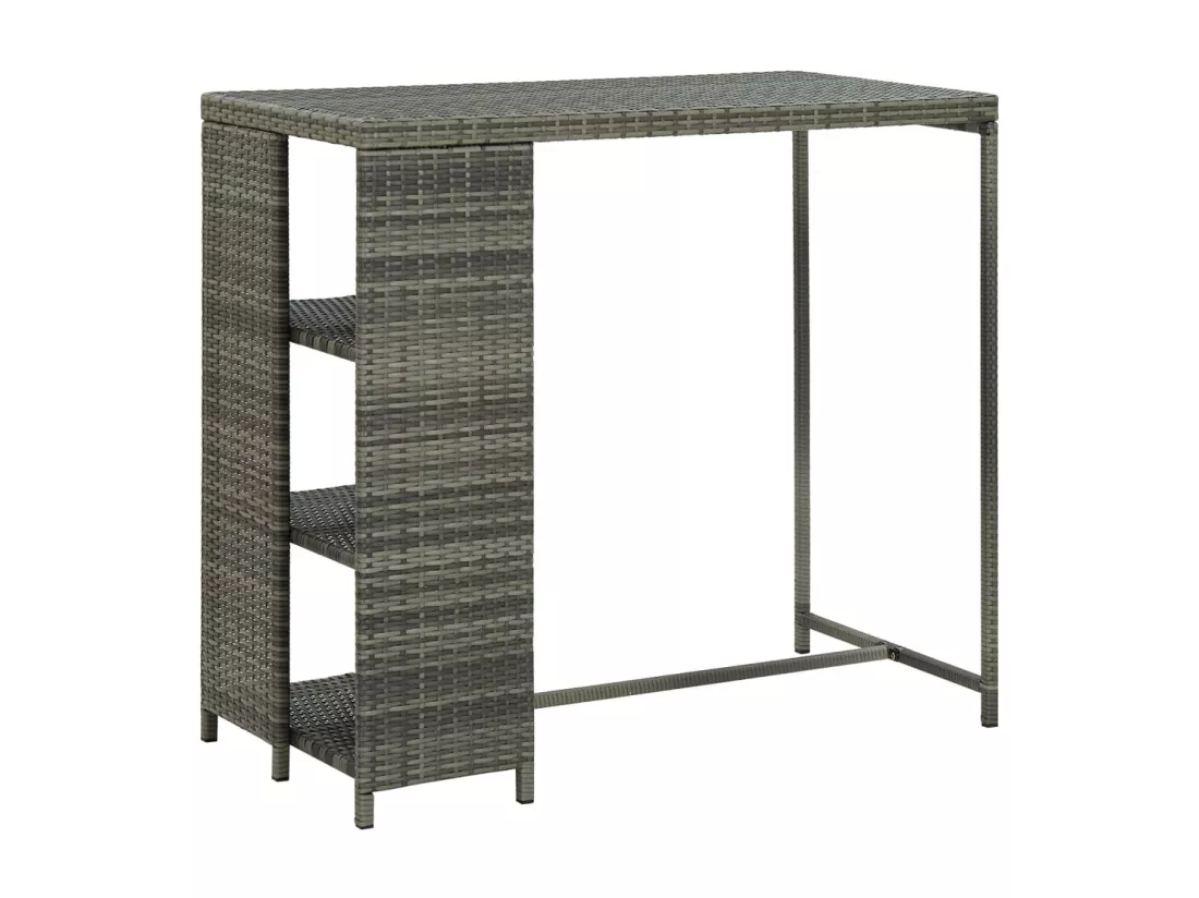 Table de bar avec rangement Gris 120x60x110 cm Résine tressée