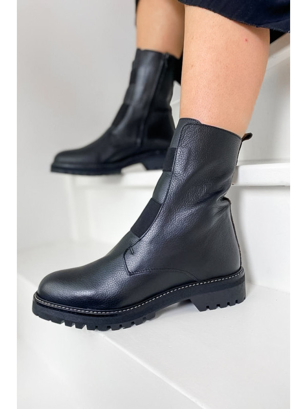 Bottines Dusky Cuir Graine Noir - Reqins