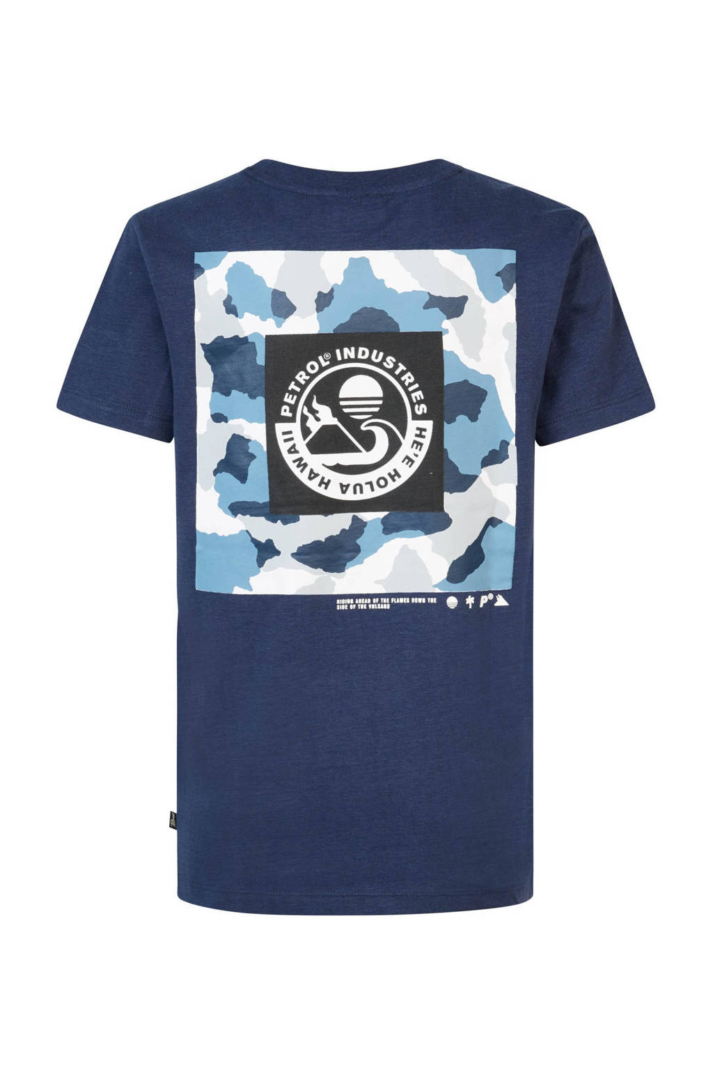 Petrol Industries T-shirt met backprint middenblauw