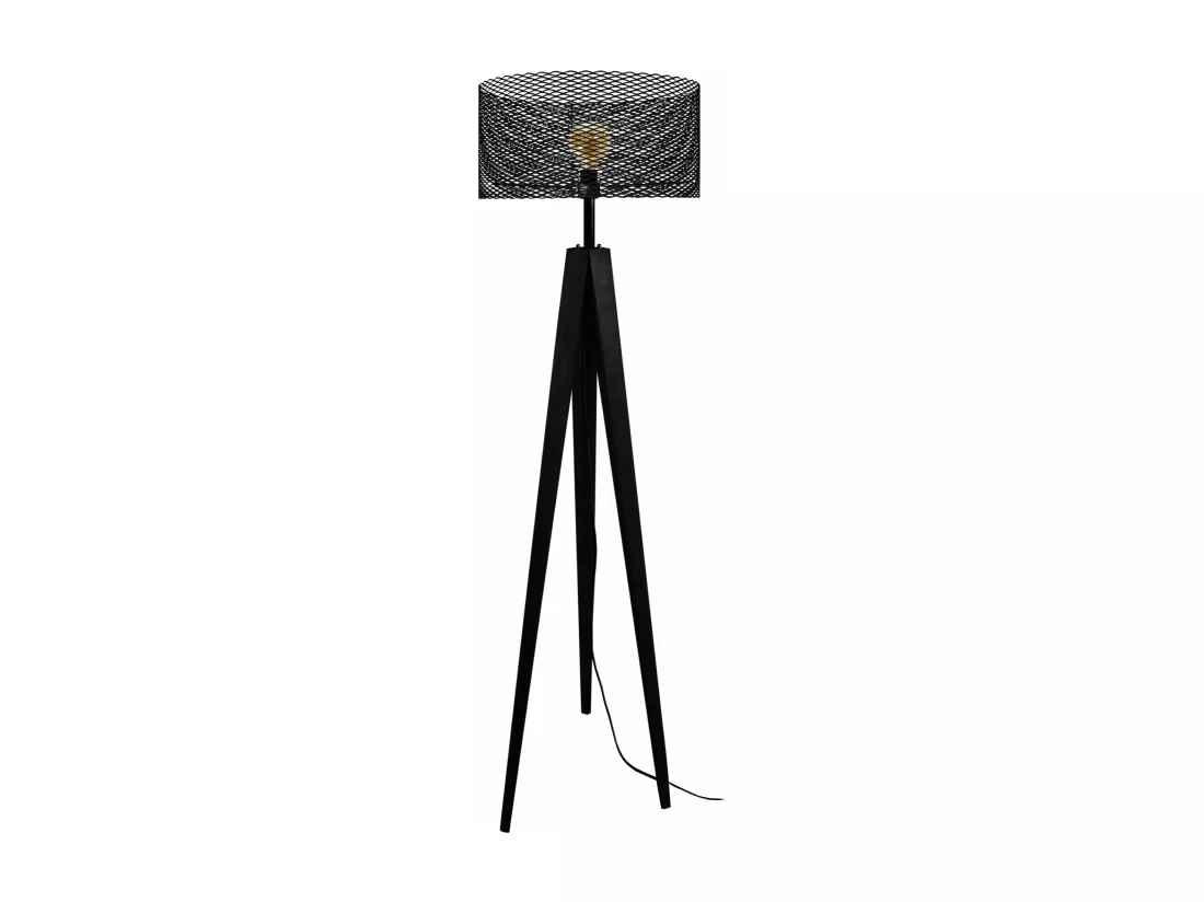 Lampadaire trépied bois noir160 cm.