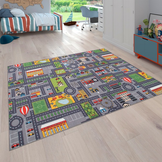 Paco Home Kinderteppich »Bino 577« rechteckig 4 mm Höhe Kurzflor, Strassen-Spiel-Teppich, Kinderzimmer