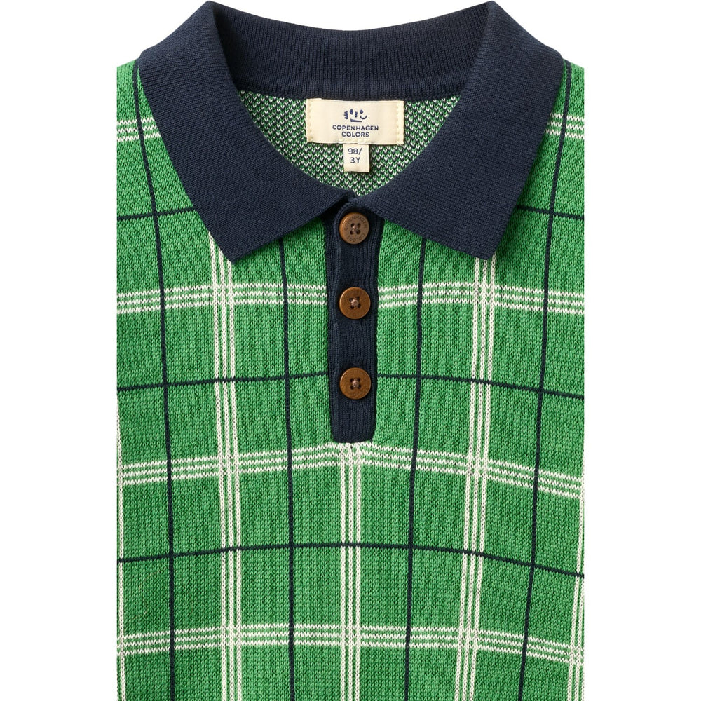 Køb COPENHAGEN COLORS Green Comb. Strikket Checkered Polo