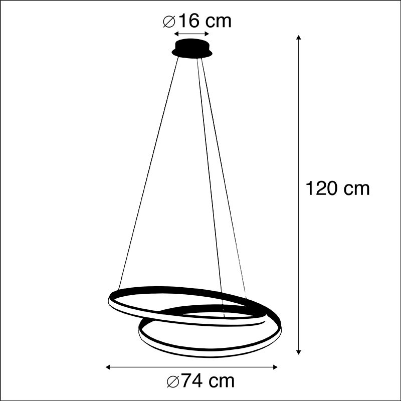 Moderne hanglamp zwart 74 cm incl. LED - Rowan