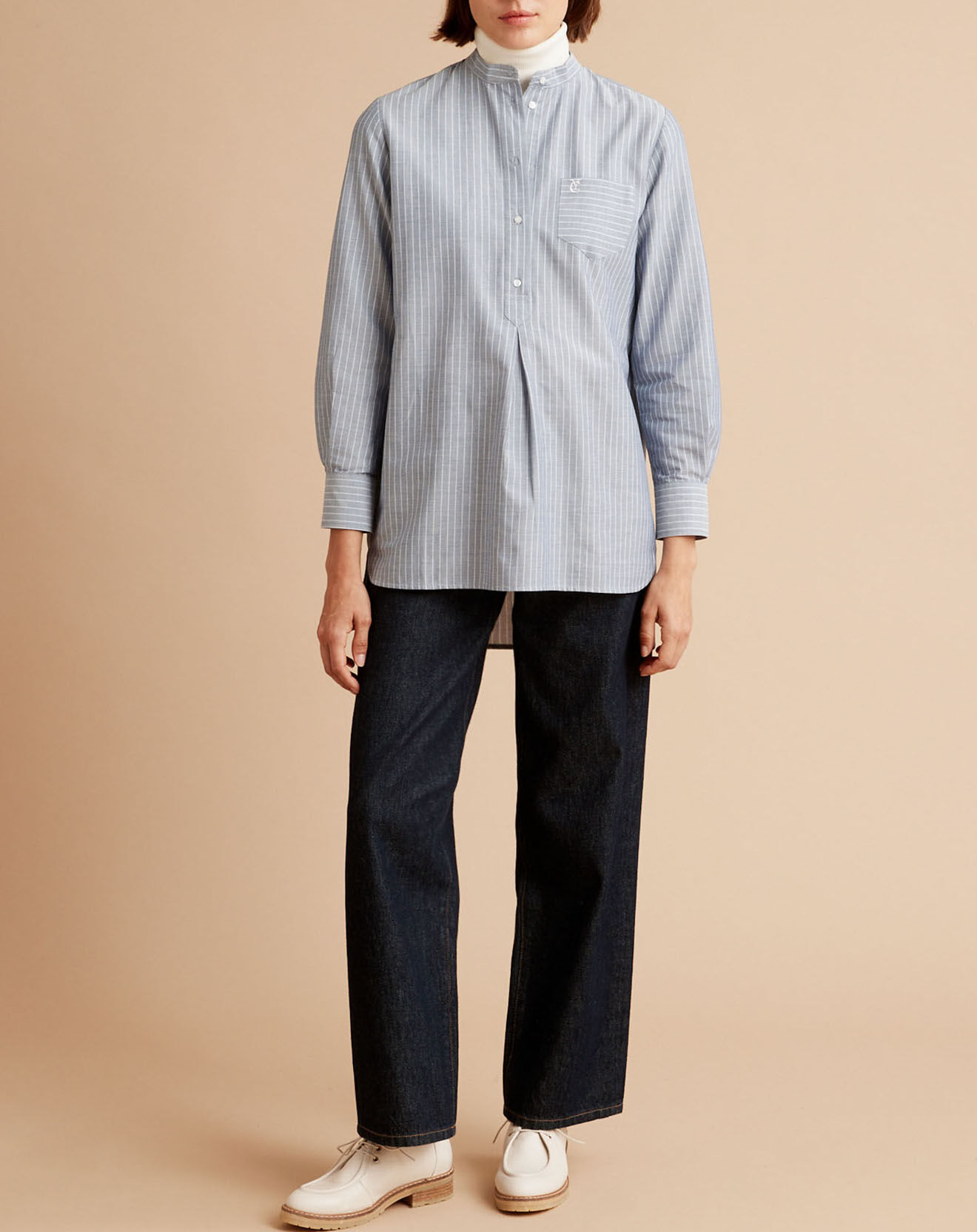 Cyrillus Chemise longue rayée gris moyen