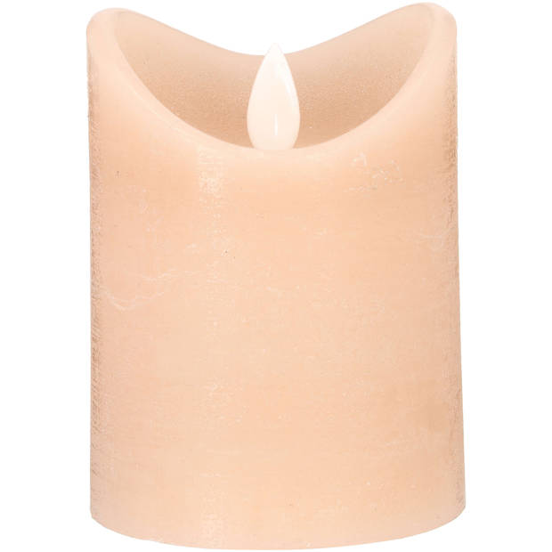 Blokker Rustieke LED Kaars - 7,5x10 cm - Beige