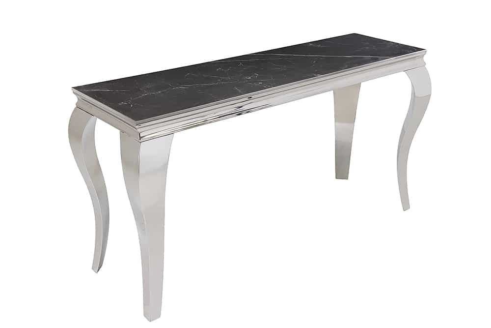 Design Konsolentisch MODERN BAROCK 140cm schwarz anthrazit chrom Keramik Marmor