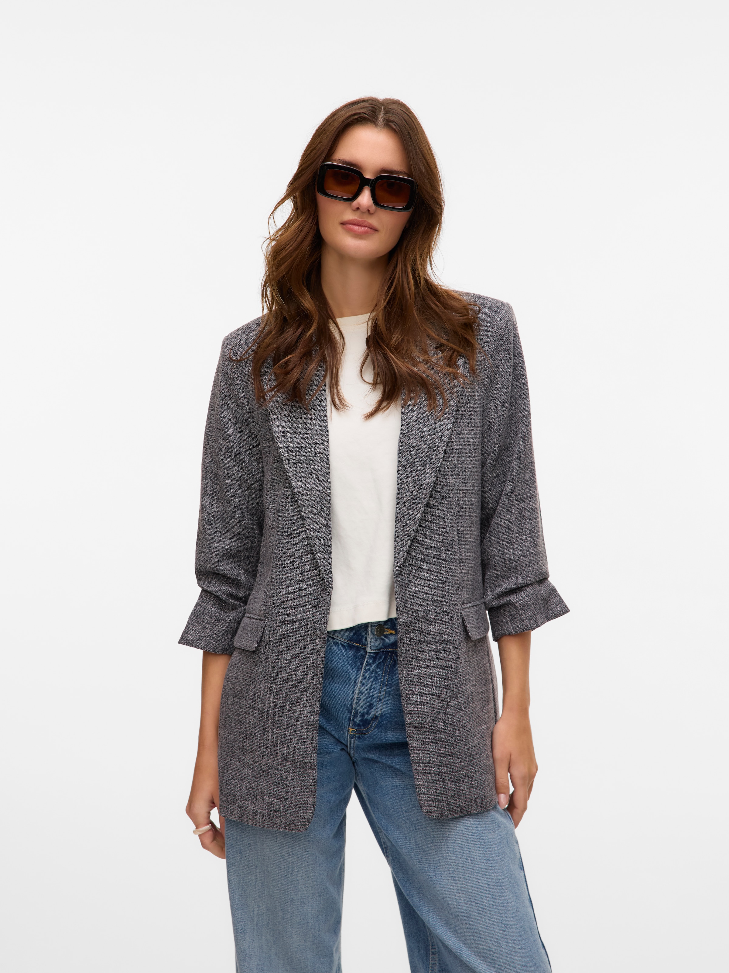 Vero Moda Longblazer »VMFRIDA LS REGULAR BLAZER NOOS«, ohne Verschluss und mit gerafften 3/4 Arm