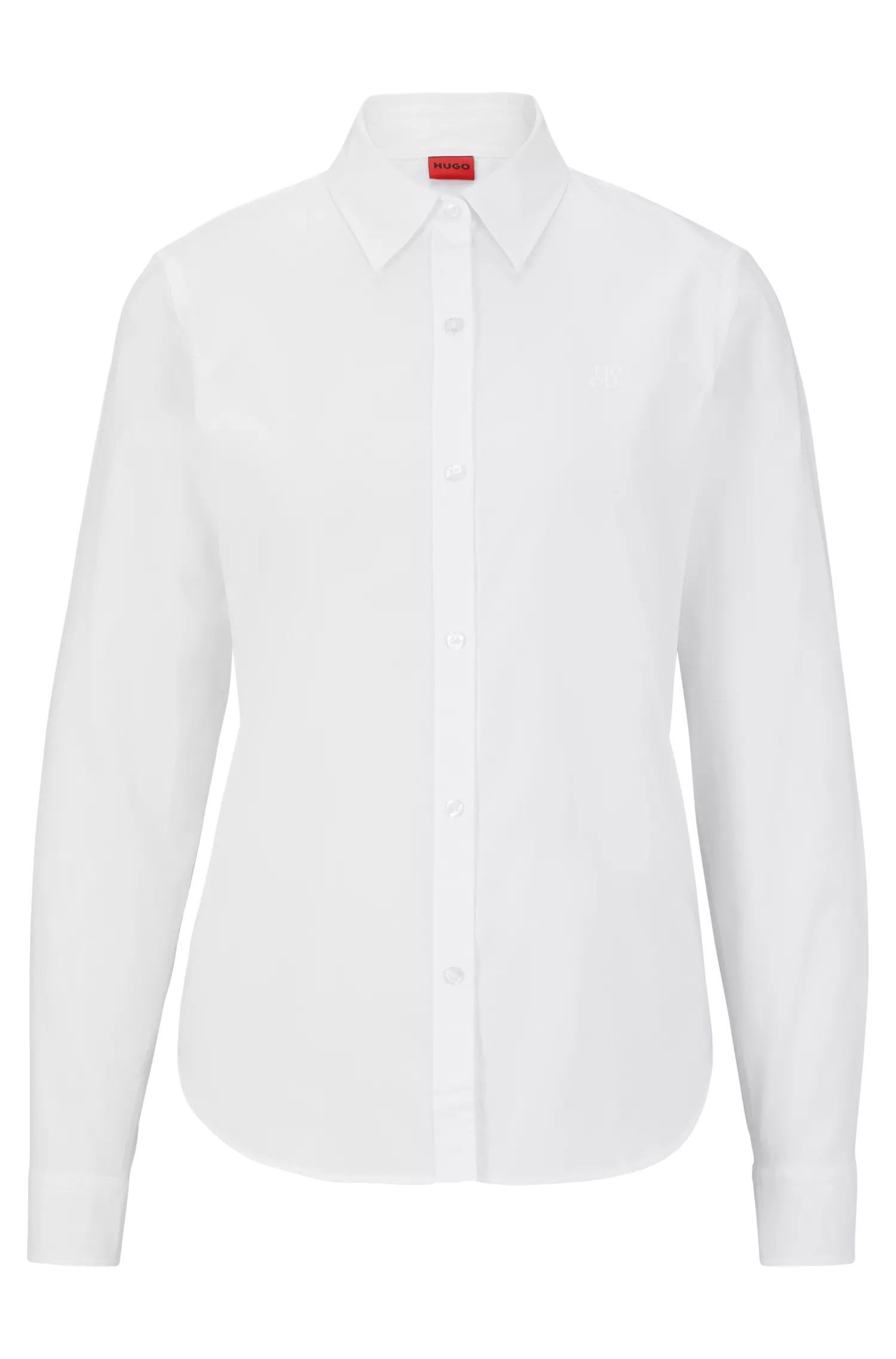 Blusa HUGO vermelha, corte regular, em algodão elástico com logo sobreposto.