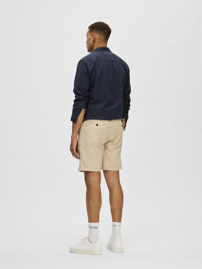 Selected Homme SLHCOMFORT-BRODY LINEN SHORTS W NOO Incense/mixed w. oatmeal