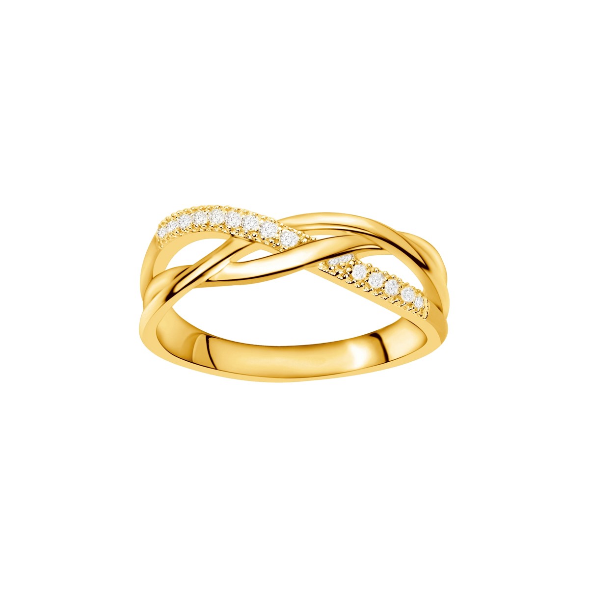 Bague en Plaqué Or avec oxyde de zirconium blanc