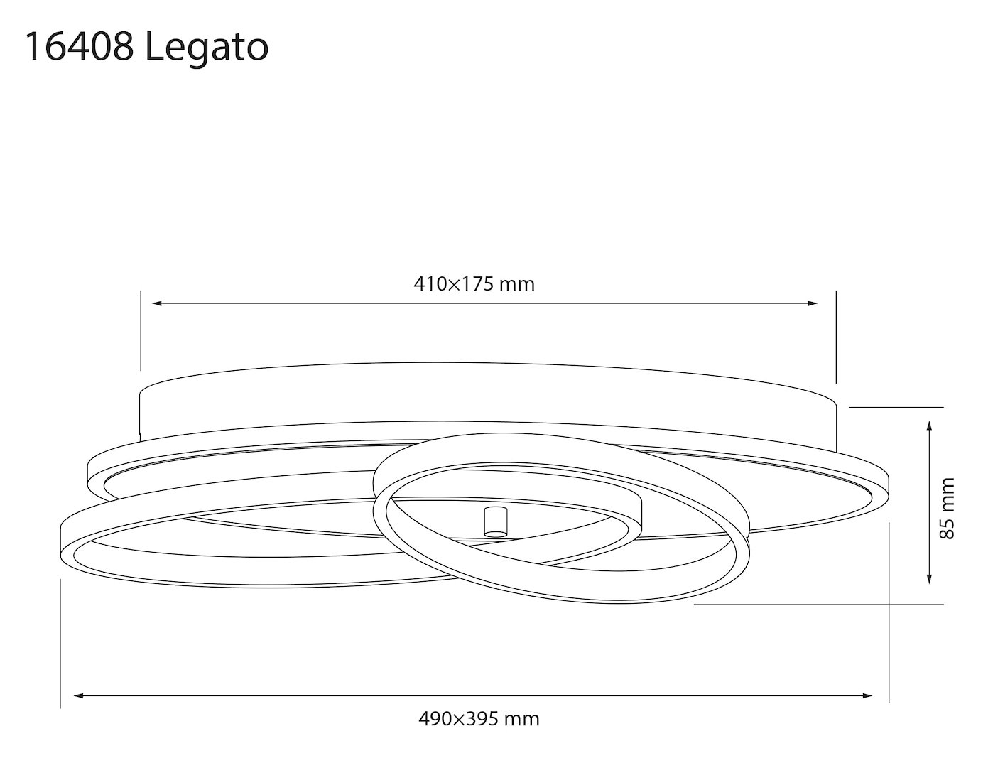 Legato plafond Svart LED, 3-stegs dimmer